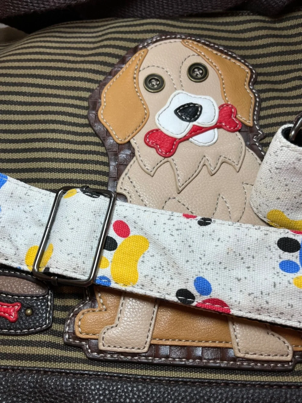 Chala Golden Retriever Striped Canvas Work Tote